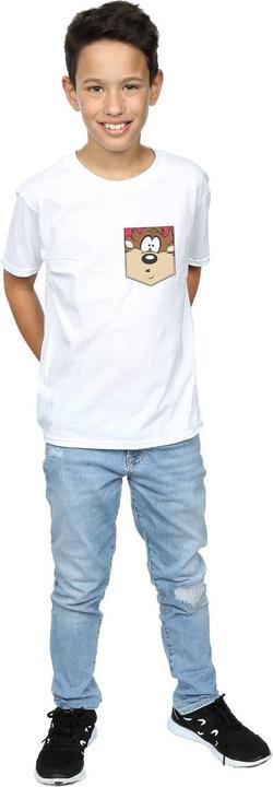 Actual product image Looney Tunes Boys Tasmanian Devil Face Faux Pocket T-Shirt (116)