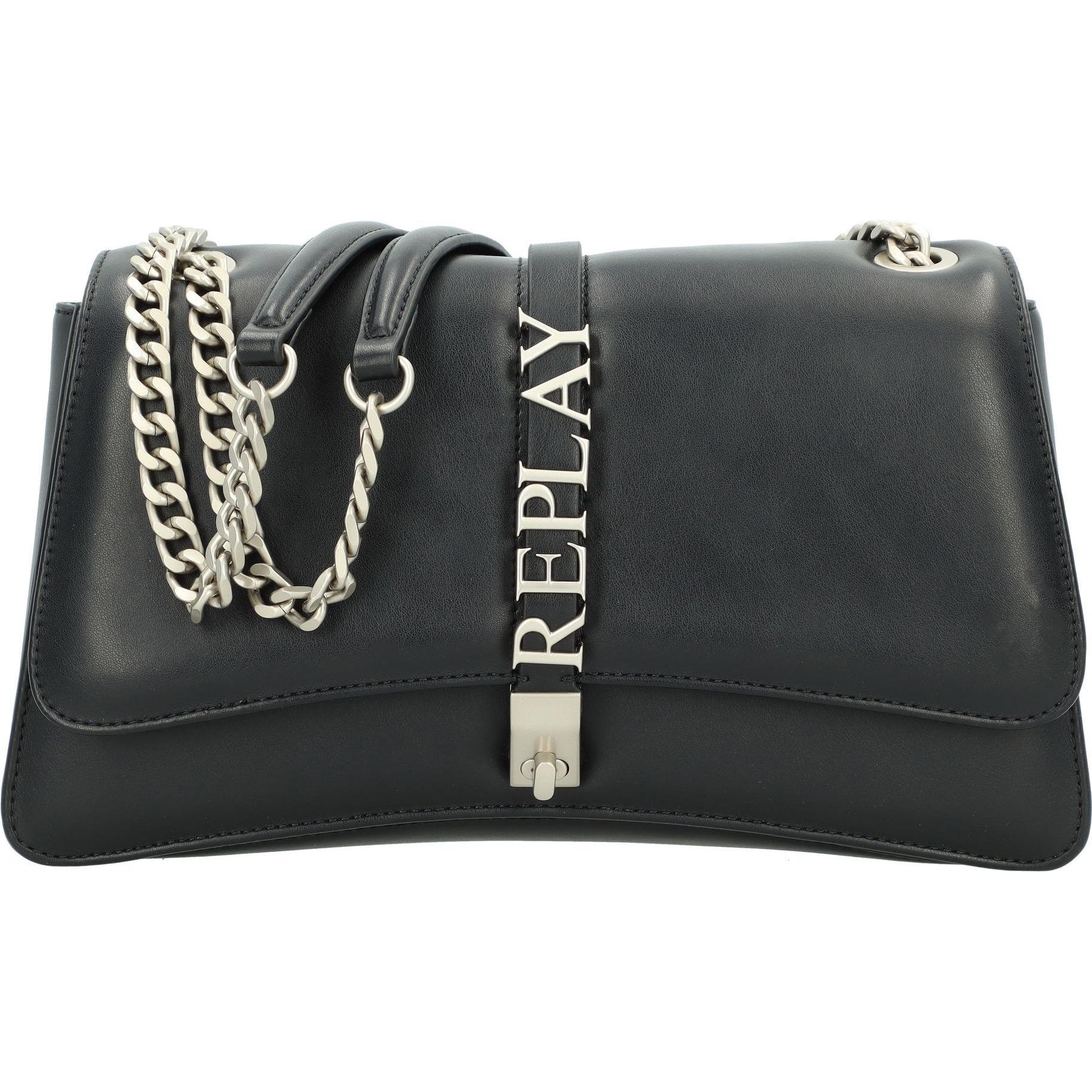 Replay, Handtasche, Schultertasche 30 cm, Schwarz