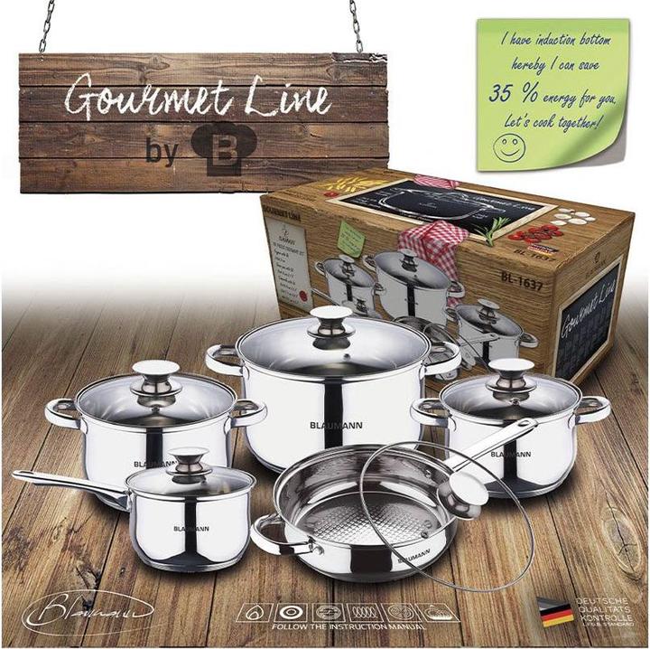 Immagine prodotto Blaumann Topfset Edelstahl Gourmet Line (Set di pentole e padelle da cucina, Acciaio inossidabile)