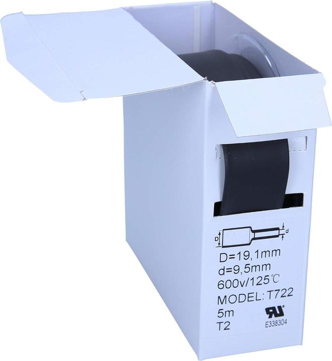 Actual product image Kalitec 5m black heat-shrink tubing from 19.1mm to 9.5mm I 2:1 I Industrial quality from a German dealer (1 x)