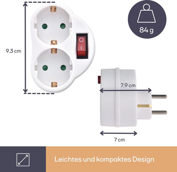 Actual product image Perel Adapter socket - On/off switch - Earthing contact (CEE 7/3, 2 x)