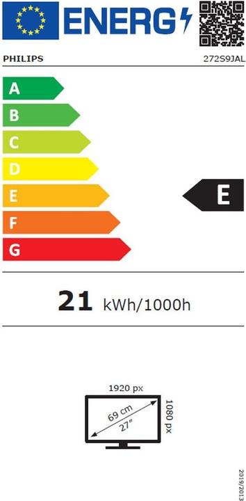 Energie-Label Philips 272S9J (1920 x 1080 Pixels, 27 ") (1920 x 1080 Pixel, 27")