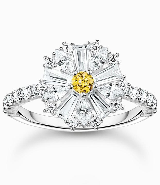 Actual product image Thomas Sabo Cocktailring Blume Lovely Daisy mit Steinen Silber (56, 925 Silver)