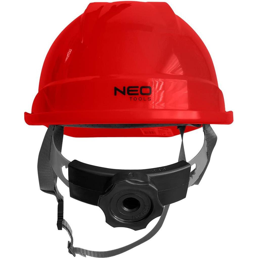 Neo, Kopfschutz, Industriehelm mit Kinnriemen, rot (52 - 64 cm)