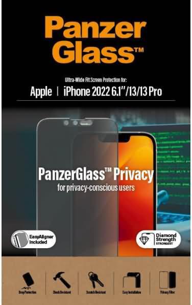 Produktbild PanzerGlass Ultra-Wide Fit Privacy (1 Stück, Apple iPhone 14, Apple iPhone 13, Apple iPhone 13 Pro)