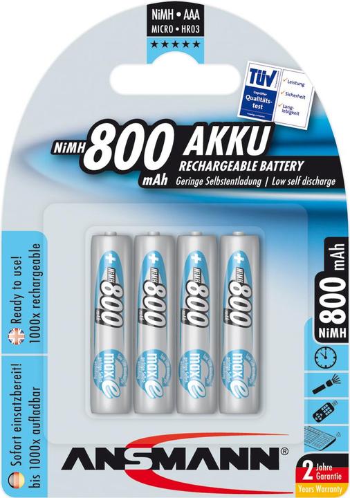 Immagine prodotto Ansmann Maxe (4 pz., AAA / LR03 / Micro / R03 / AM4 / MN2400 / KR03, 800 mAh)
