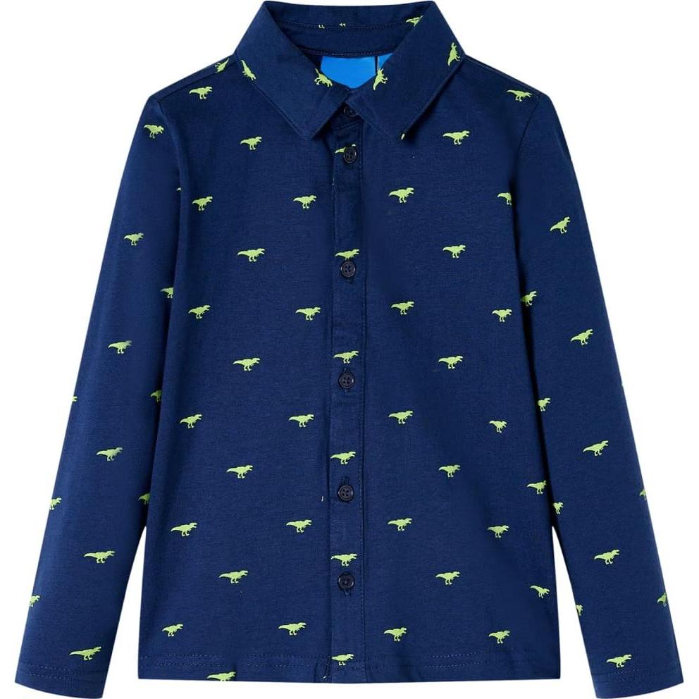 VidaXL, Jungen, Hemd, Kinderhemd Marineblau 92,Material: 100 % Baumwolle,Farbe, Blau, (92)