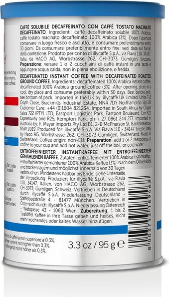 Valori nutrizionali e ingredienti Illy Decaffeinato instantkaffee (95 g)