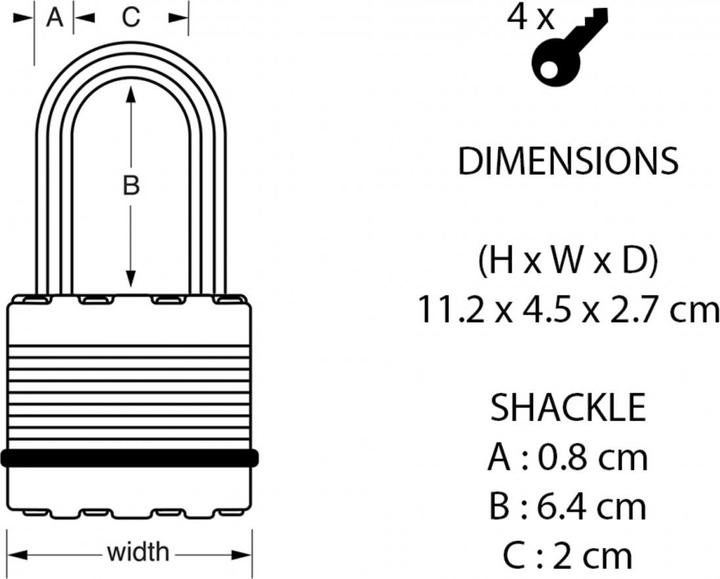 Immagine prodotto Master Lock 45mm - Octagonal shackle, diam. 8mm - 64