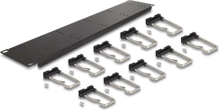 Actual product image Delock 48.30cm (19") cable management patch panel with 10 metal brackets 2 U black