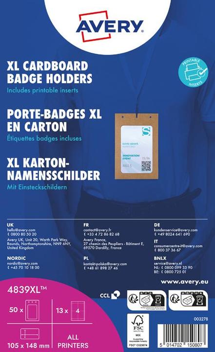 Actual product image Avery Large name badge pockets