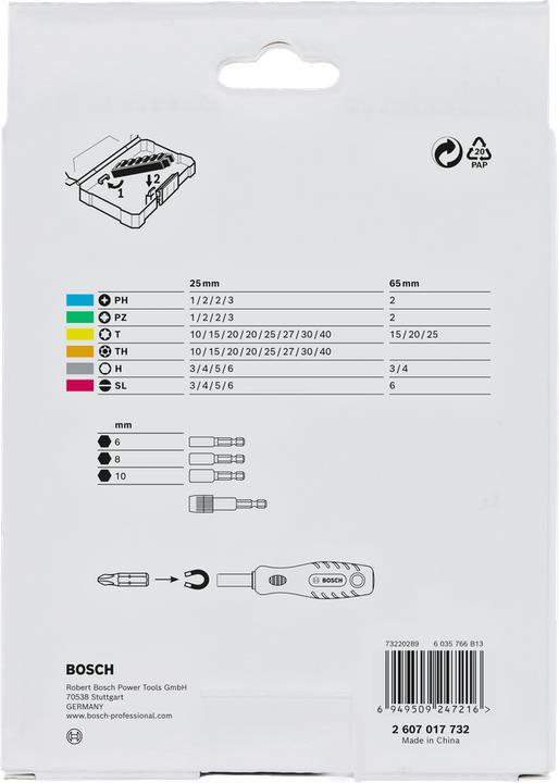 Produktbild Bosch Professional Bit Set Extra Hard 44+1 (Innensechsrund mit Sicherungsstift (TR), Innensechskant)