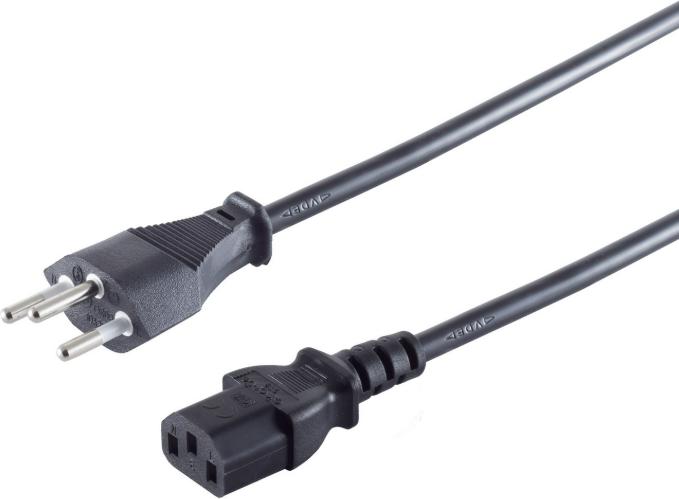 Actual product image Tecline Power Cable, plug angled to IEC socket, black, 2 m (1.80 m)