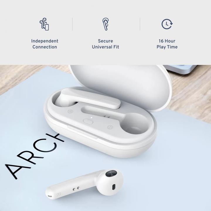 Image du produit Powerology True Wireless Stereo Earbuds - White (Pas de réduction du bruit, 16 h, Sans fil)