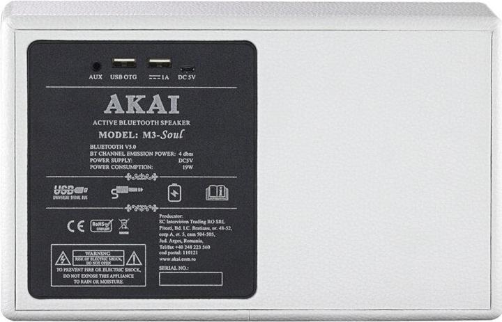 Immagine prodotto INNE Akai M3 Soul White Altoparlante Bluetooth Portatile In Stile Retrò (15 h, Batteria ricaricabile)