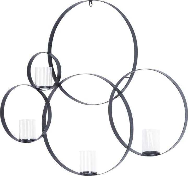 Productafbeelding Beliani Wandkandelaar metaal zwart 4 vlammen cirkelvorm 80 cm BURU