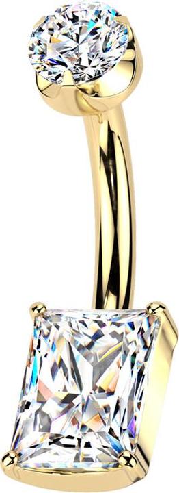 Actual product image Star Piercing Banane Innengewinde vergoldet flach Kristall silber gefasst und rechteckiger Kristall silber gefasst (without brass, Titanium)