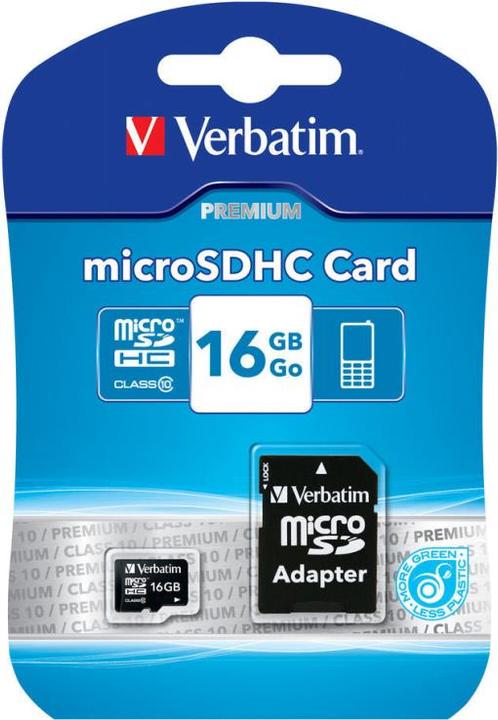 Produktbild Verbatim Premium (16 GB, microSDHC, U1, UHS-I)