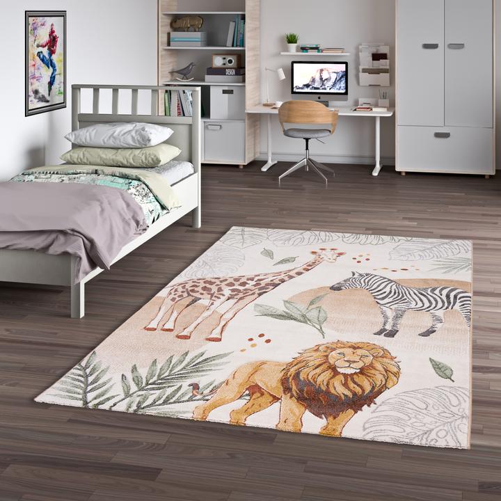 Immagine prodotto Pergamon Kinder Teppich Maui Kids Giraffe Zebra Löwe (200 x 290 cm)