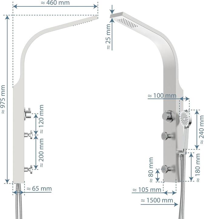 Actual product image Schütte Rain shower bath SANSIBAR shower panel stainless steel shower system rain shower 60085