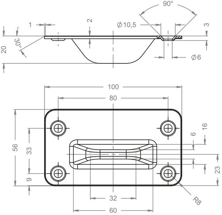 Actual product image Glutz Bodenschliessmulde, 11051, 100/56/20mm