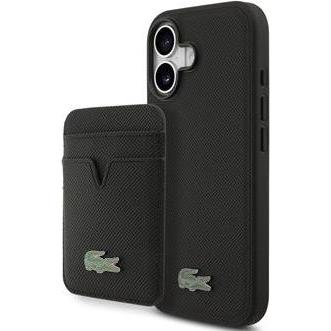 Lacoste Iconic Petit Pique MagSafe Case + Wallet for iPhone 17 Black (Apple iPhone 17), Cover smartphone, Nero