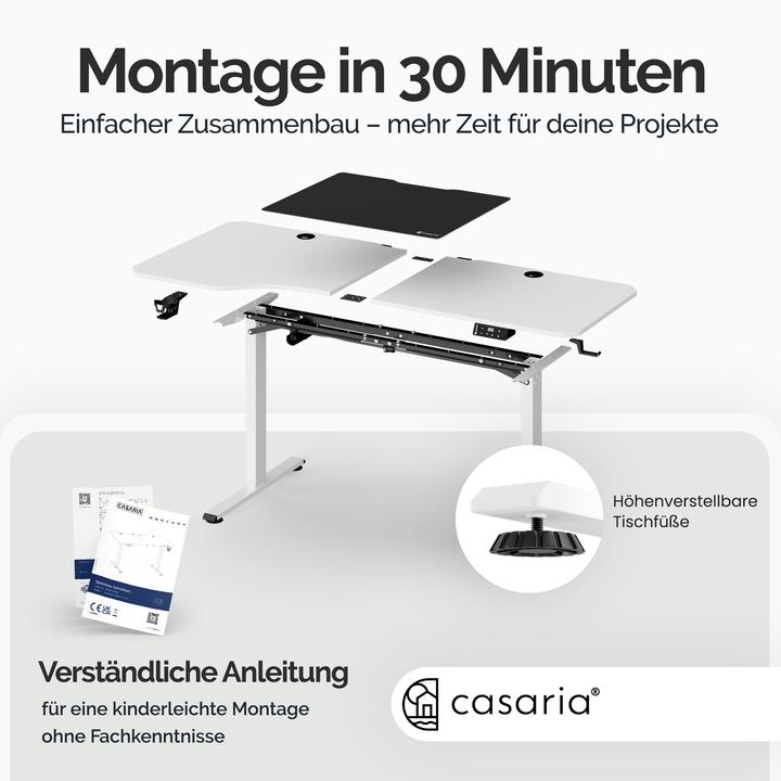Actual product image Casaria Height-adjustable desk + mousepad (160 x 75 x 118 cm)