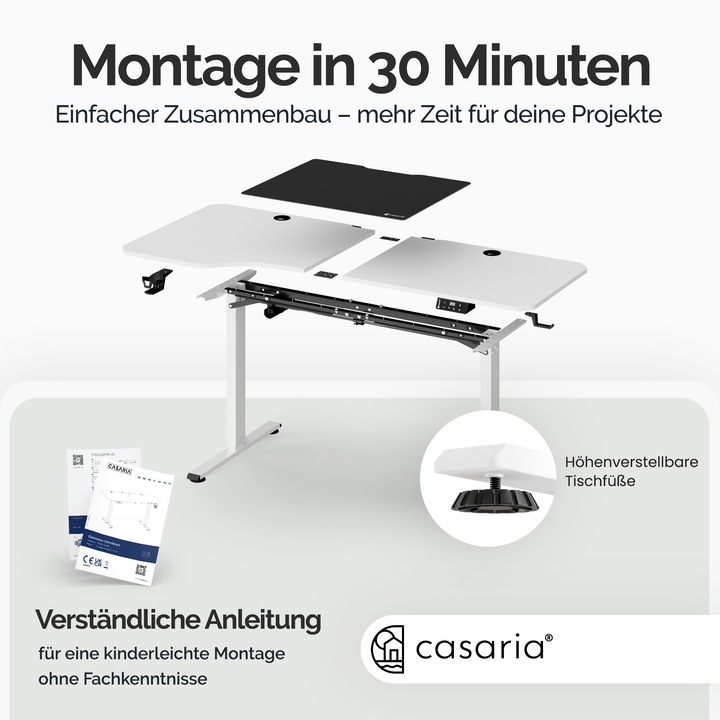 Immagine prodotto Casaria Scrivania regolabile in altezza + mousepad (160 x 75 x 118 cm)