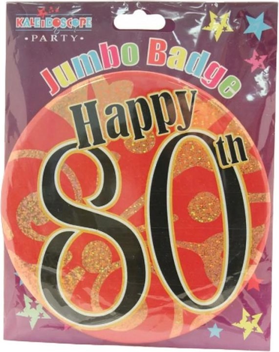 Actual product image Kaleidoscope Glitter 80th Party Badge