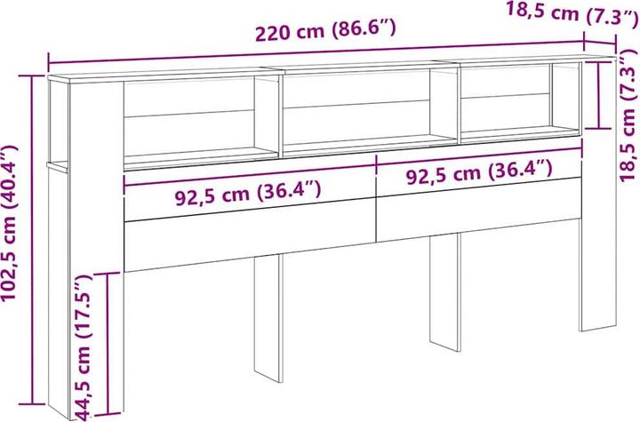 Actual product image vidaXL Modernes Kopfteil (220 x 18.50 x 102.50 cm)