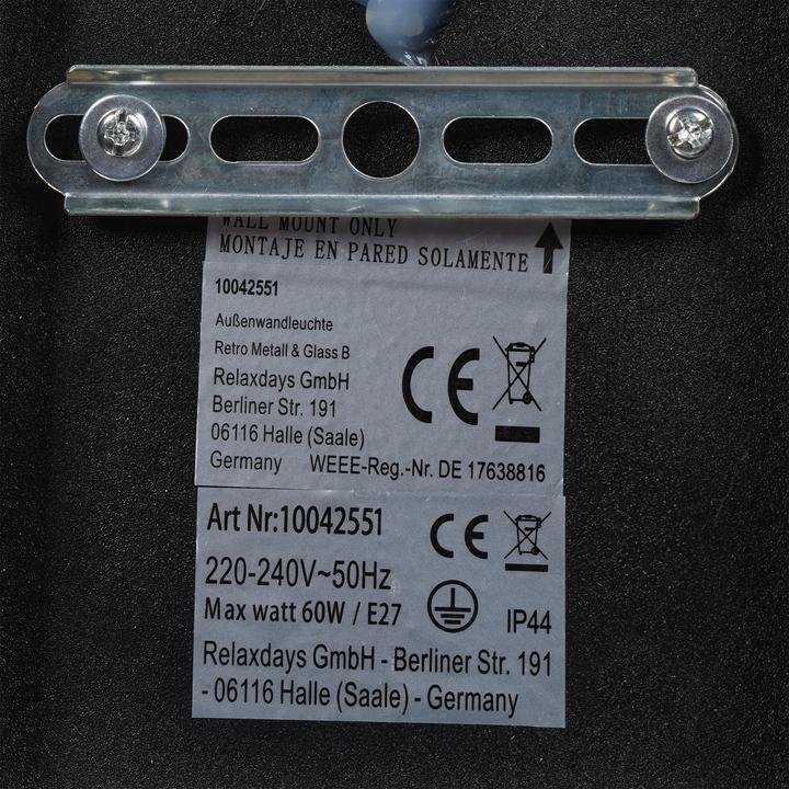 Actual product image Relaxdays Outdoor lamp (E27, IP44)