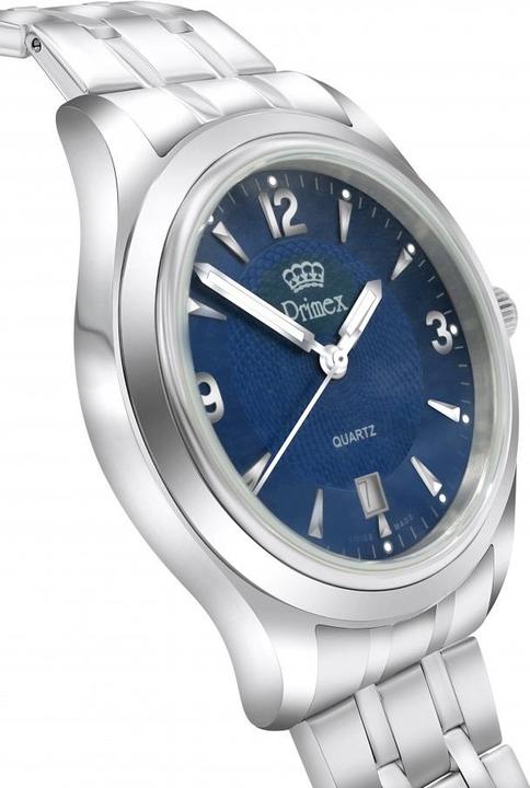 Produktbild Primex Montre Swiss Made - Bracelet Metal Argente - Cadran Bleu - Etanche 50 M
