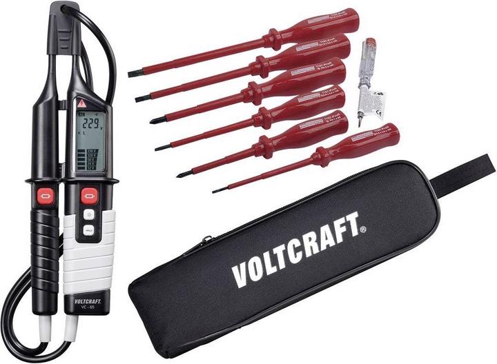 Actual product image Voltcraft Bipolar voltage tester + VDE screwdriver set + bag (CAT III 1000V, CAT IV 600V)