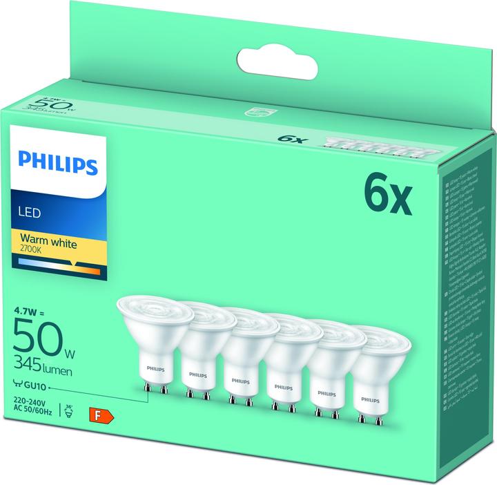 Produktbild Philips LED Lampe (GU10, 4.70 W, 345 lm, 6 x, F)