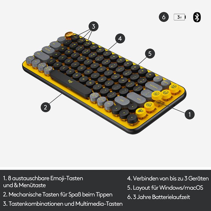 Actual product image Logitech POP Keys Keyboard (FR, Cable)