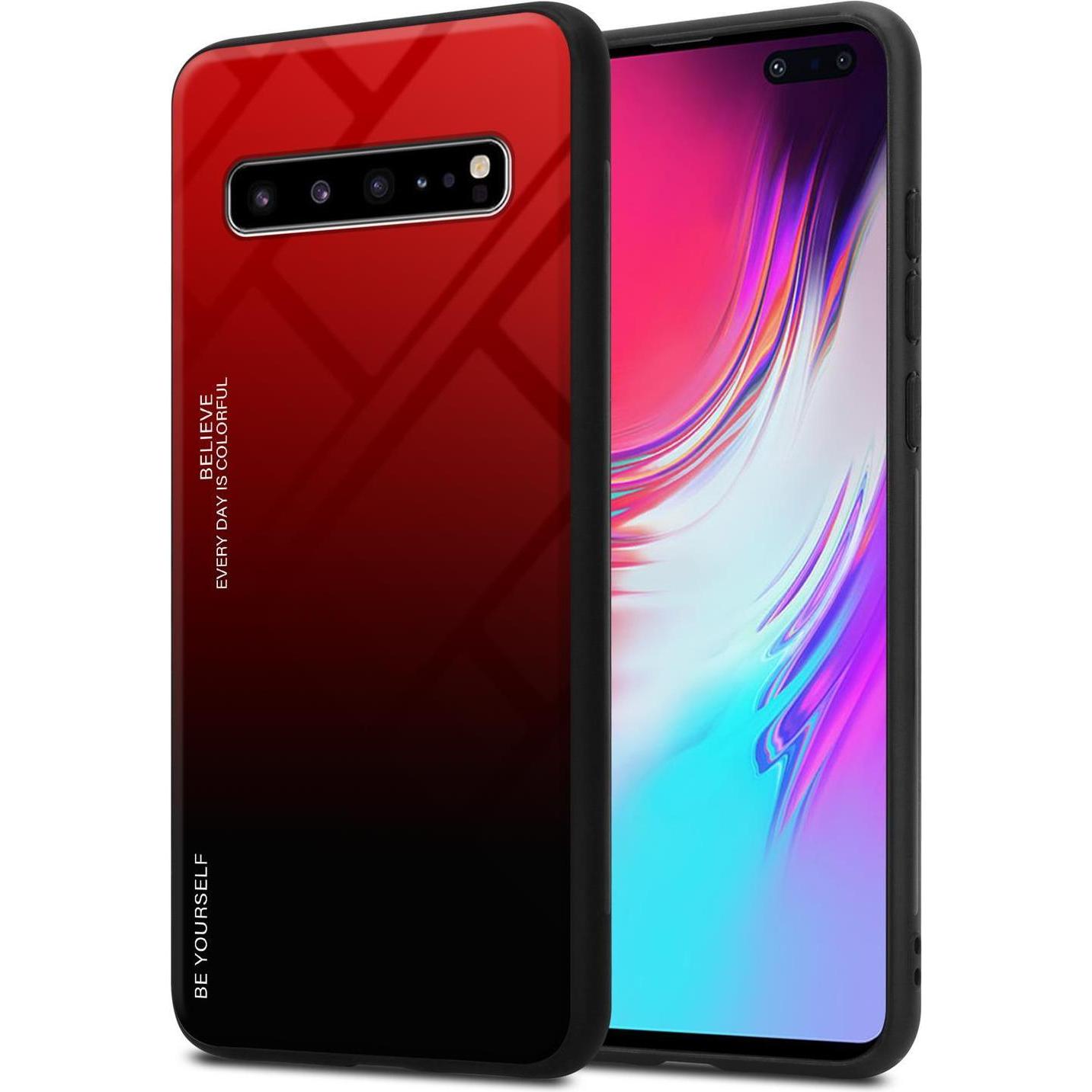 Cadorabo TPU 2 Farben Glas Cover (Samsung Galaxy S10 5G), Smartphone Hülle, Schwarz