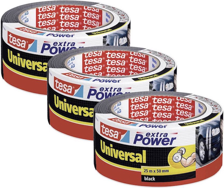 Produktbild tesa 3x EXTRA POWER UNIVERSAL Gewebeband, gewebeverstärktes Ductape, Dreierpack (50 mm)