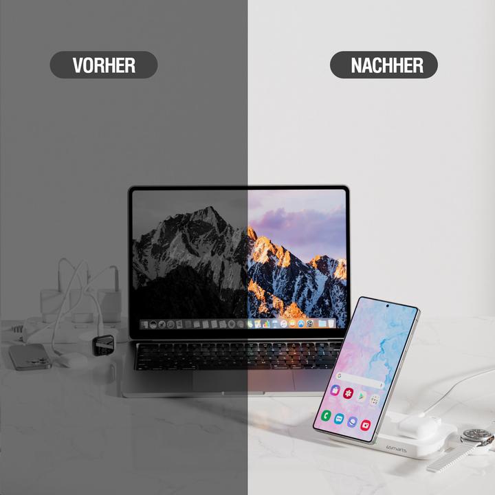 Actual product image 4smarts Qi2 Ladestation Trident mit Charger für Samsung Watch, weiss (25 W)