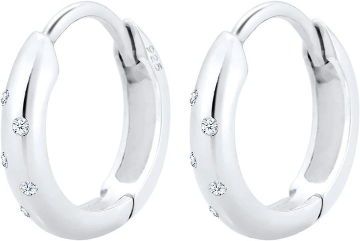 Diamore Womens hoop earrings 925 sterling silver diamond 0309512117 Sterling Silver Diamond (925 Sterling Silber)