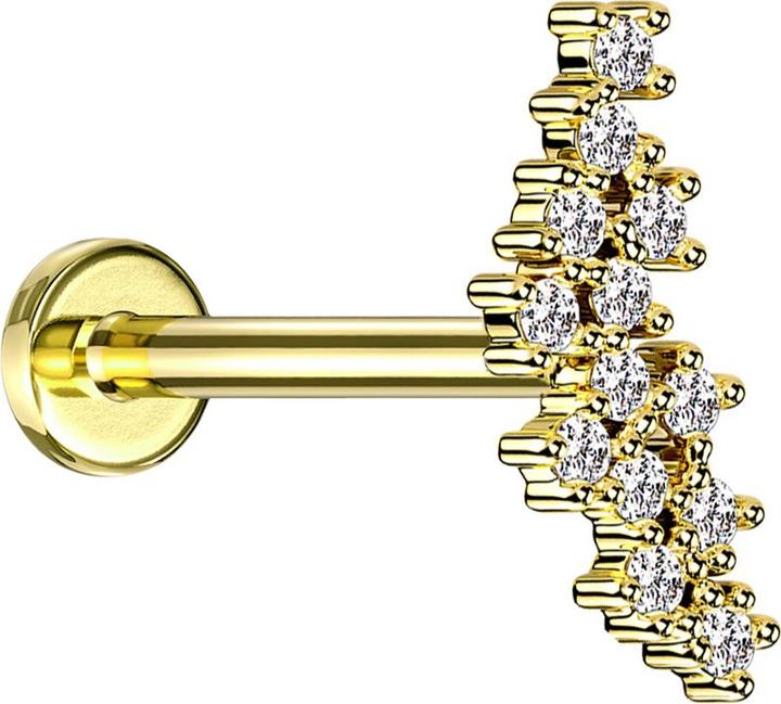 Image du produit Star Piercing Micro Labret femelle doré groupe avec cristaux argentés (Laiton, Acier chirurgical 316L)