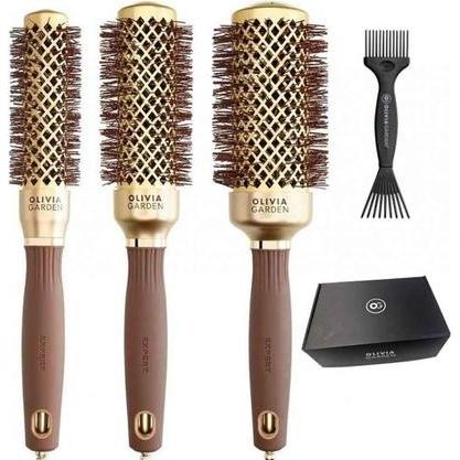 Olivia Garden, Haarbürste + Kamm, SET OLIVIA GARDEN Expert Blowout Shine zestaw szczotek 35-45-55mm + przyrząd do czyszc...