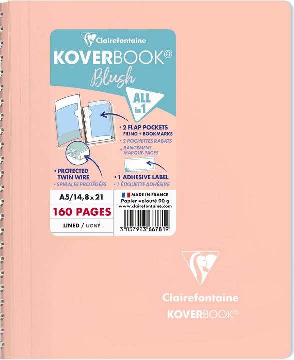 Produktbild Clairefontaine Koverbook Blush (A5, Liniert, Weicher Einband)