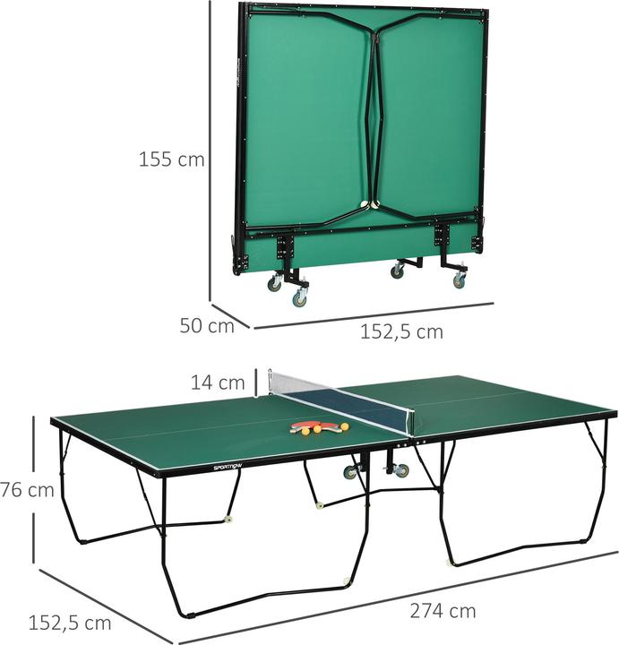 Actual product image Homcom Folding table tennis table with wheels incl. bats and balls