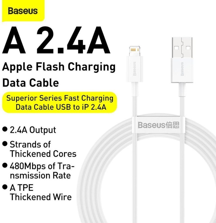 Actual product image Baseus USB Type A - Lightning (0.25 m, USB 2.0)