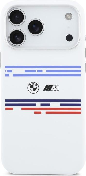 Produktbild BMW M Silicon Horizontal Line MagSafe Case for iPhone 17 Pro Max White (Apple iPhone 17 Pro Max)