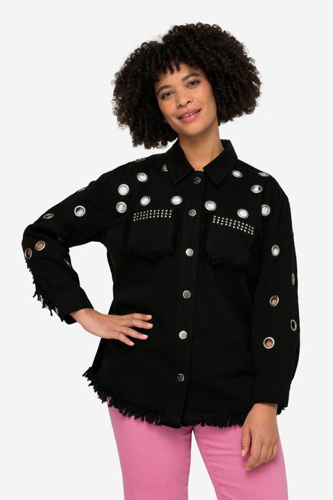 Produktbild Angel of Style Jeansjacke, Ösen, Fransensaum, Hemdkragen, Langarm (54)