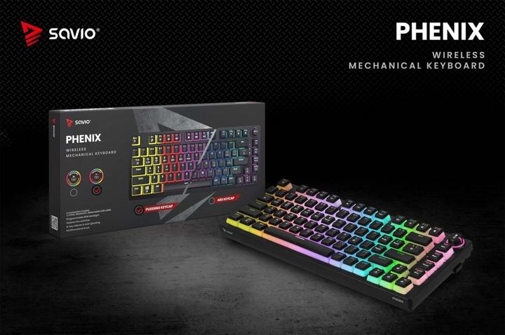 Actual product image Savio PHENIX Gateron Red Pro Pudding wireless mechanical keyboard (US, Cable, Wireless)