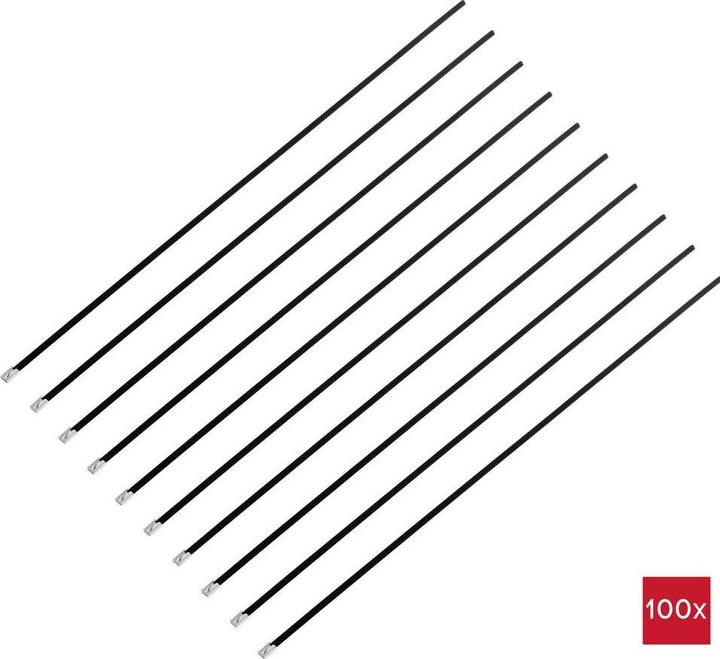 Actual product image Tru Components TC-12647624 Steel cable tie 680 mm 7.9 mm AISI 304 with coating (Metal cable ties, 680 mm, 100 pcs.)