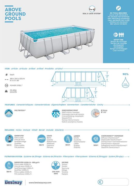 Actual product image Bestway Power Steel (488 x 244 x 122 cm)