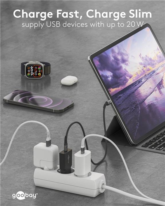 Produktbild Goobay USB-C PD GaN Schnellladegerät Slim 20 W (20 W, 1 Port)
